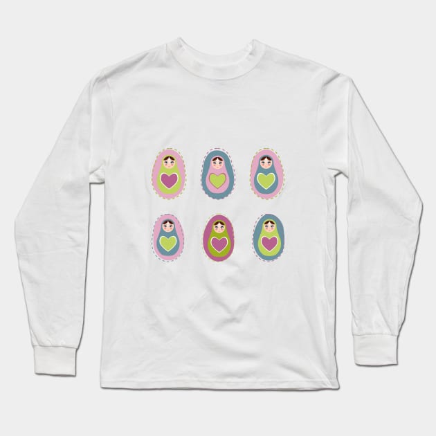 Russian dolls matryoshka (8) Long Sleeve T-Shirt by EkaterinaP